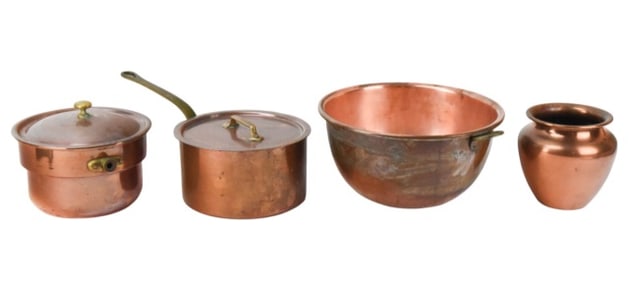 4 Copper Cookware Pieces