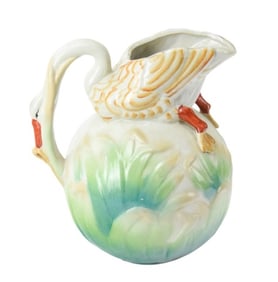 Vintage Majolica Pitcher Swan Form Mount & Handle