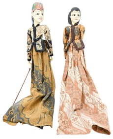 2 Indonesian Wayang Golek Stick Puppets