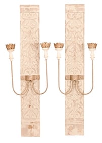 Carved Wood Swedish Style Electric Wall Sconces