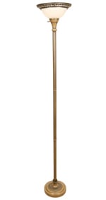 Vintage Metal Glass Single Bulb Standing Lamp