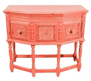Kittinger Jacobean Style Carved Painted Sideboard