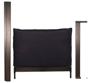 Iron Bed Frame w/ Upholstered Slip Cover Headboard