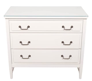Italian Made White Dresser with Glass Top