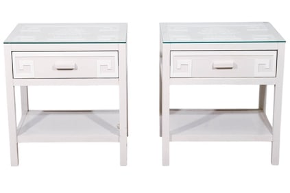 Chinese Chippendale Style Painted Glass Top Tables