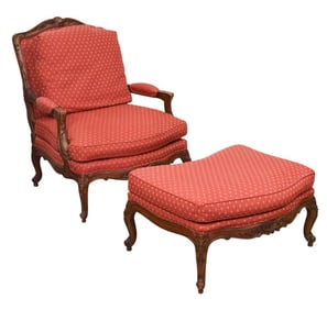Sherrill Upholstered Bergere Chair & Ottoman