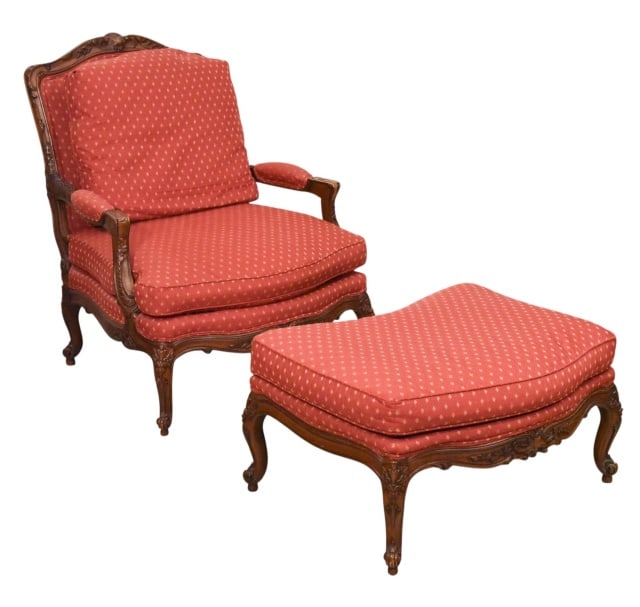 Sherrill Upholstered Bergere Chair & Ottoman (1 of 13)