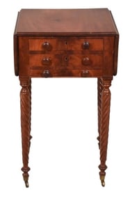 Antique Mahogany Drop-Leaf Sewing Table