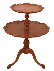 Georgian Style Carved Two Tier Dumbwaiter Table