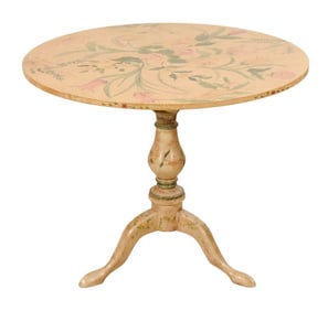 French Country Hand Painted Floral Round Table