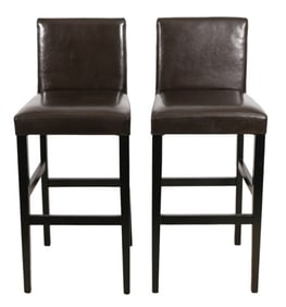 Mid Century Custom Leather Upholstered Bar Stools