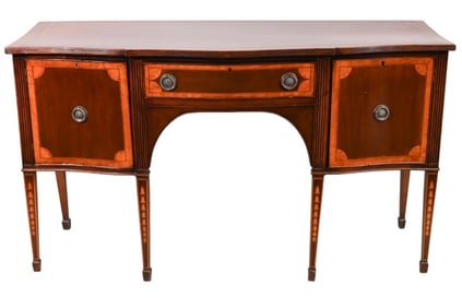 George III Satinwood Banded Mahogany Sideboard