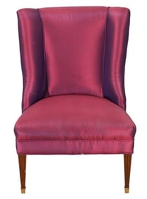 Custom Upholstered Iridescent Silk Wingback Chair