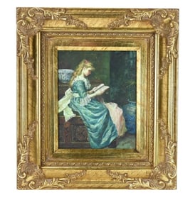 Borden Signed Victorian Style Oil Painting Women