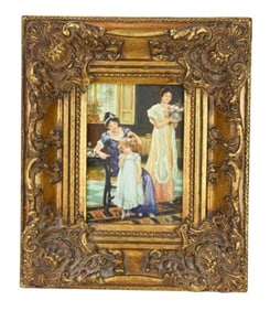Victorian Style Oil Painting Women & Daughter