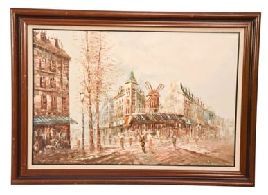 Caroline Burnett Signed Oil Painting Paris Street