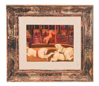 Carlo Roselli Signed Oil Painting of Circus Horses