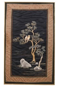 Antique 19th C Chinese Embroidered Silk Tapestry