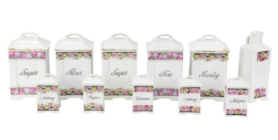 Antique Czecho Victorya Porcelain Canisters