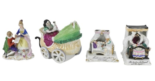 4 Antique Victorian Fairing Porcelain Statues