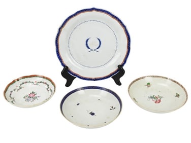 4 Antique Chinese Export Porcelain Tea Bowls