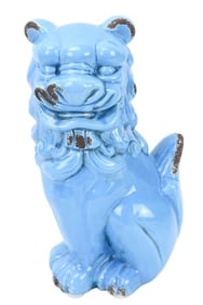 Turquoise Blue Porcelain Foo Dog Table Statue