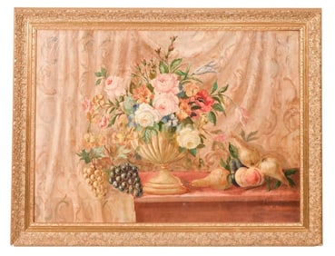 Antique Flemish Still Life Painting Period Frame