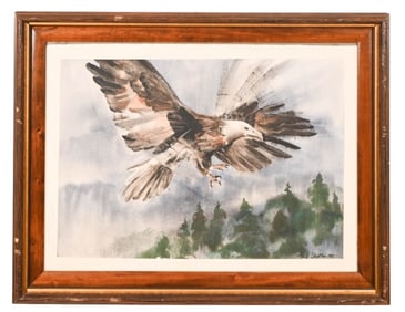 Mardi Shaffer Signed Watercolor Painting Eagle