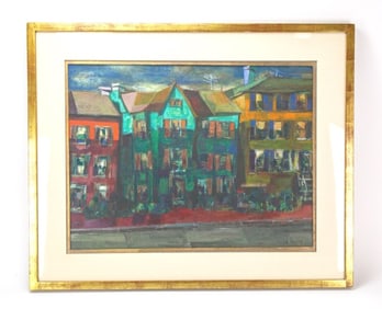 Ralph Taylor Signed Gouache Painting City Street
