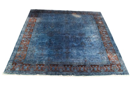 Hand Woven Turkish Oushak Blue Area Carpet