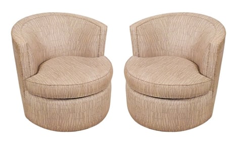 Pair Room & Board Upholstered Swivel Chairs