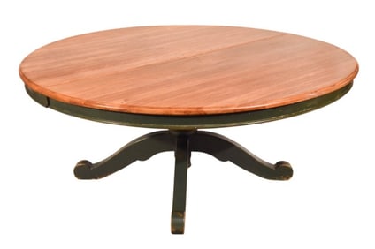 Vintage Round Carved Hand Painted Pedestal Table