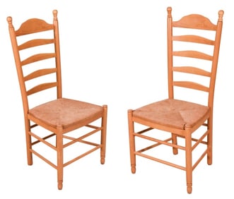 12 Italian Made Ladder Back Rush Seat Chairs