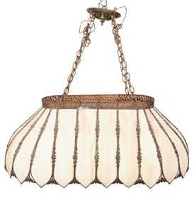 Arts & Craft Slag Glass 2 Light Ceiling Fixture