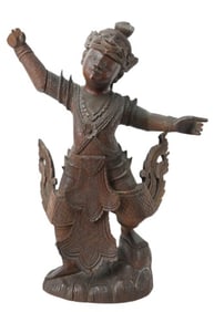 Antique Burmese Hand Carved Rosewood Statue