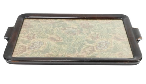 Antique Georgian Carved Tray Tapestry Under Glass