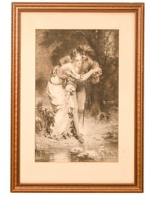 Herman Eichens Antique Engraving Le Premier Pas