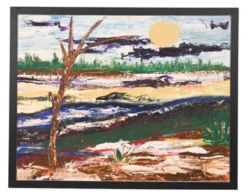 Irene Rozek Signed Acrylic Painting of Landscape