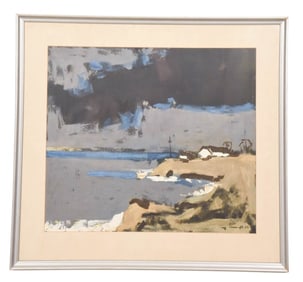 Signed 1963 Impressionist Watercolor Water Scape