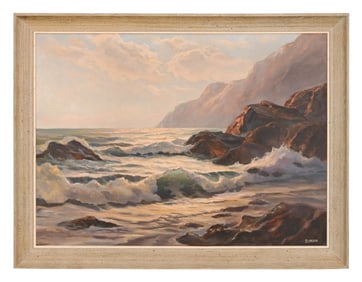 Bertha Larson Signed Mid C Oil Painting Sea Scape