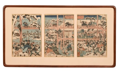 Utagawa Kuniyoshi Signed Series of 3 Wood Blocks