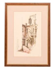 Signed Lithograph Eze-Village Palace of the Prince