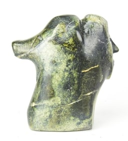 Inuit Eskimo Shona Carved Stone Statue Man & Dog