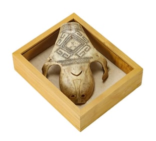 Indonesian Incised Belu-Atoni Skull in Frame