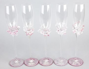 5 Ion Tamaian Hand Blown Art Glass Flutes