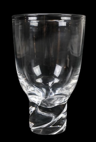 Steuben Signed Twisted Footed Vase: Steuben Signed Twisted Footed Vase. Measures 8.5 inches x 5 inches in diameter.