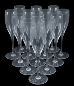 Baccarat France Signed Crystal 13 Champagne Flutes