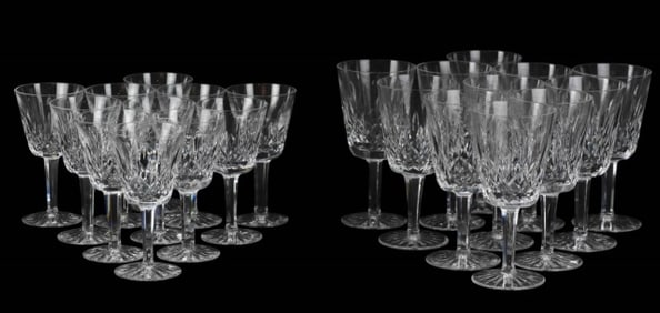 11 Each Waterford Crystal 2 Sizes Wine Glasses