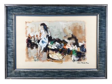 Robert Delval Signed Gauche Painting Woman