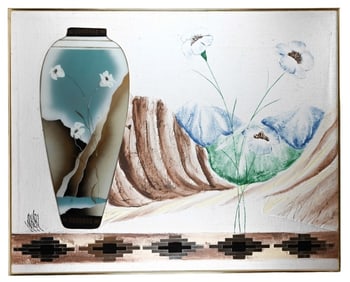 Laurel Street Art Club Mixed Media Painting Framed